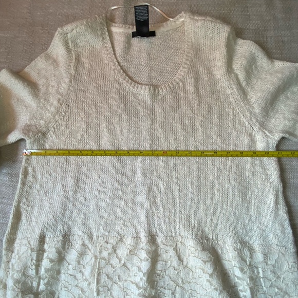 Style & Co.Woman Ivory Lace Hem Metallic Thread Cotton Blend Party Sweater-Sz-2X - Picture 14 of 16